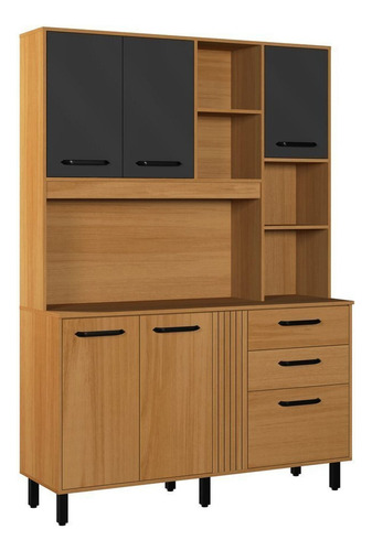 Kit De Cozinha Luna Grafiatto 6 Portas 2 Gavetas 140cm Ad
