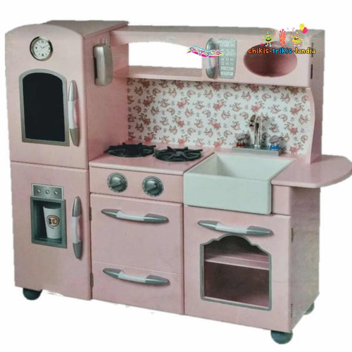 Cocina Teamson Kid Cocinita Madera Rosa  Integral Niños