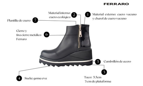 Imagen 10 de 10 de Botinetas Botas De Mujer De Cuero Livianas Pia - Ferraro