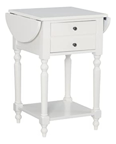 Powell Furniture Shiloh Dropleaf Accent Table, Antique White