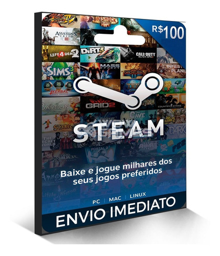 Steam Cartão R$100 Reais Crédito Pré-pago Card - Imediato