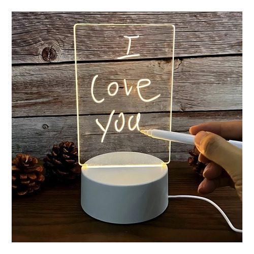 Luminária Abajur Luz Led 3d Escrever Tipolousa + Caneta Reta