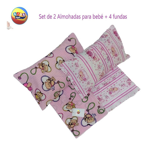 Set 2 Almohadas + 4 Fundas Bebes Niños Niñas