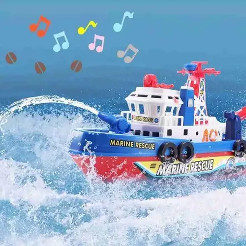 Juguete De Barco De Bomberos Eléctrico Con Luces Y Música – Spray De Agua Automático Para Bañera, Juguete Acuático Interactivo Para Niños, Regalo Divertido Para Misiones De Rescate