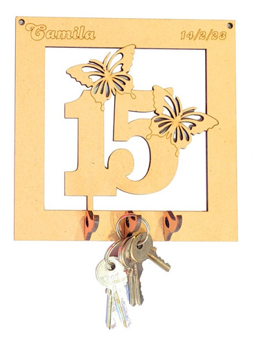 Imagen 1 de 1 de 50 Porta Llaves 15 Años Mariposas Souvenirs Fibrofacil