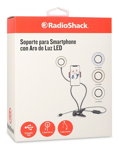 Soporte Clip Y Aro De Luz Para Celular Radioshack | 93519