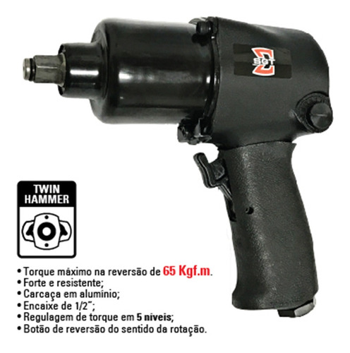 Imagem 5 de 5 de Chave De Impacto 1/2 Pneumática (65kgf.m)