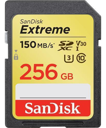 Tarjeta de memoria Xc Extreme SD V30 de 256 GB y 150 MB/s