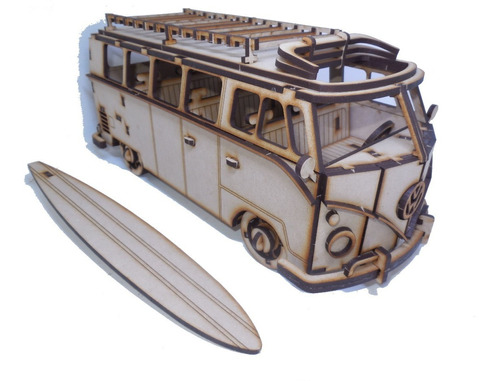 Rompecabezas 3d Vw Combi Surf Time Corte Láser Mdf