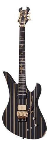 Guitarra elétrica Schecter Synyster Custom-S de mogno gloss black with gold stripes brilhante com diapasão de ébano
