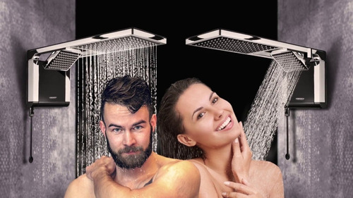 Imagem 8 de 8 de Chuveiro elétrico de parede Lorenzetti Acqua Ultra Duo preto-cromado 7800W 220V