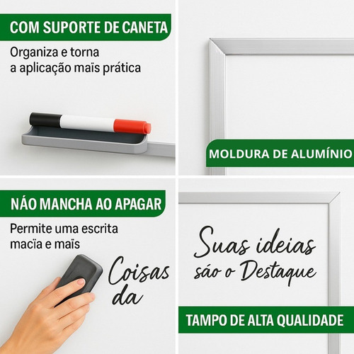 Lousa Quadro Branco 90x60 Souza Com Apagador E 3 Marcadores