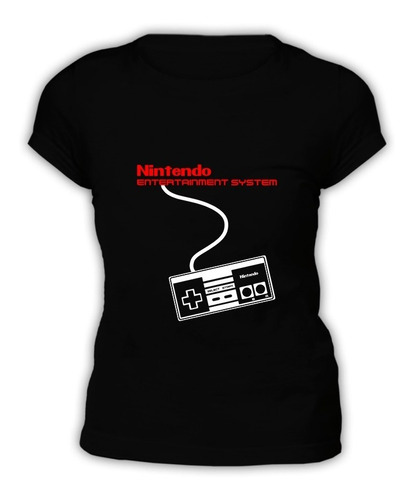 Polera Negra Mujer - Nes + Control Nes Nintendo