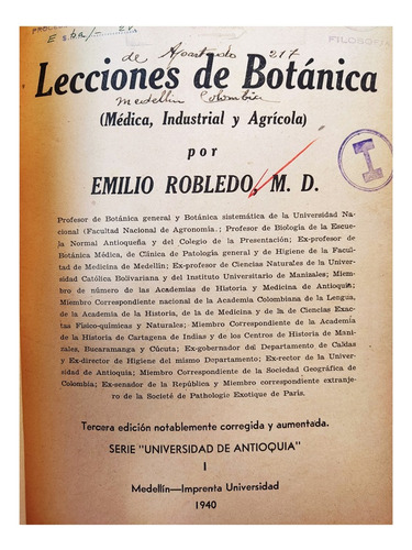 Libro Lecciones De Botánica 1 Emilio Robledo 159j5