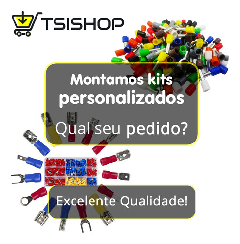 10 Pçs Terminal Tubular Duplo Ilhós Fio 2,5 - Tamanho 8mm