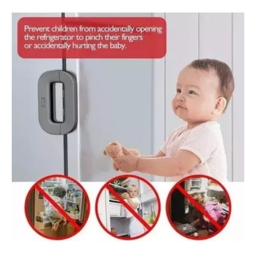 Traba Para Heladera Doble Botón Reforzada Seguridad Bebés Color Blanco