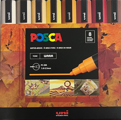 Uni Posca | Pc-5m | 8x Caneta | Marcador | Cores Diferentes