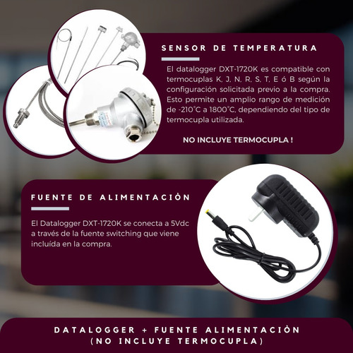 Data Logger Wifi-dxt1720k- Termocuplas K J N R S T E Ó B