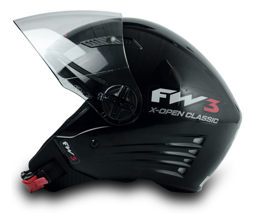 Imagem 2 de 7 de Capacete Fw3 Para Moto X Open Classic Preto Tamanho 58
