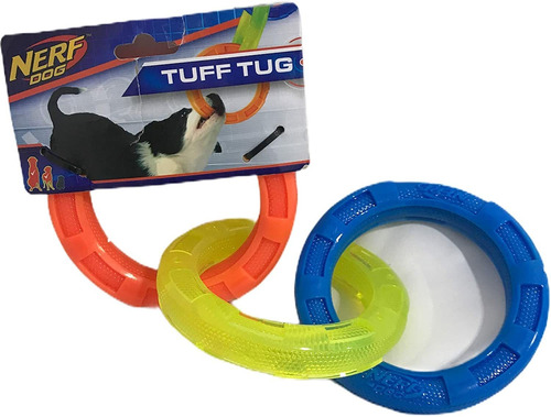 Nerf Dog 11.5in 3-ring Tpr Tug - Blue, Green  Orange