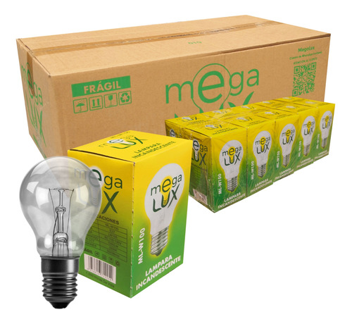 Caja 500 Focos Megalux Luz Calida Incandescente 100w 110v