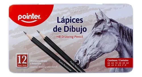 Set Lapices de Dibujo en caja Metálica X 12 Un Pointer