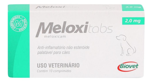 Anti-inflamatório Meloxitabs Biovet 2mg C/ 10 Comrpimidos