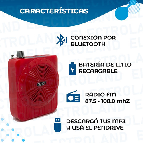 Imagen 3 de 10 de Parlante Bluetooth Portátil Radio Sd Megáfono 5w