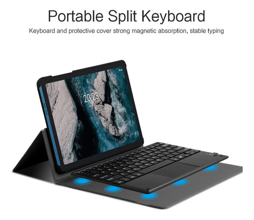 ª Capa Com Teclado Bluetooth Touchpad Para Nokia T20 Azul