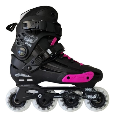 Patins Fila Nrk Fun Preto/rosa 80mm/84a Abec 7 F19 + Brinde