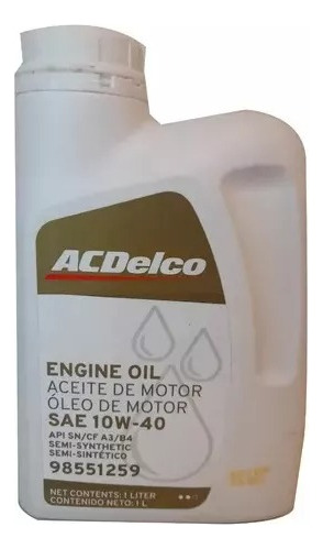 Aceite Acdelco Semisintetico 10w40 1 L Chevrolet Original Re