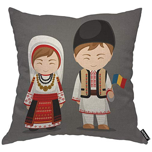 Funda De Almohada Rumana Parejas Bandera Popular Sonris...