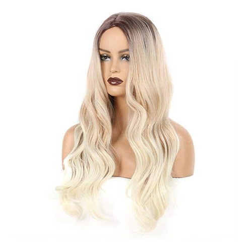 Imagen 3 de 8 de ! Peluca 60cm Rubio Oscuro Pelo Liso Color Natural !