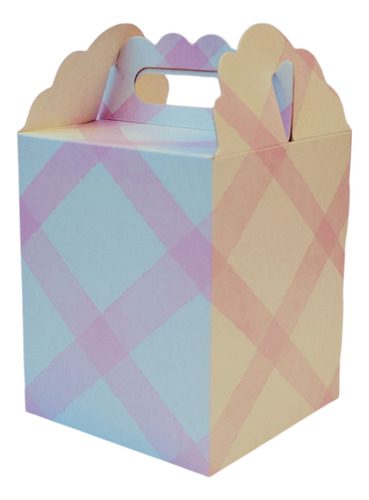 Cajita Cubo/tiendita Pastel-candy Bar-souvenirs-9*9*11-x 50 Rosa Con Diseño Cuadrille