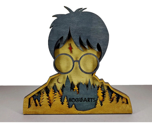 Busto Figura De Harry Potter En Capas De Madera