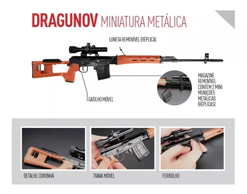 Rifle Sniper Dragunov Camuflada Miniatura Metálica - Arsenal Guns