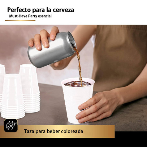 50 Vasos Desechable Plástico Prémium Blanco Eventos Fiestas