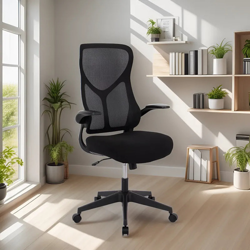 Silla Oficina Liss Alta Asiento Ergo Brazos Regulables Ofix Negro Tela