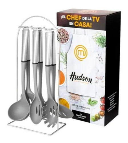 Set 6 Utensilios Hudson Espatula Cucharon Apto Ceram Teflon