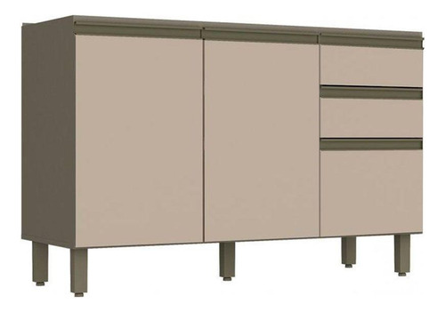 Balcão Cozinha Connect P/ Pia 3ptas 2gav 120cm Duna/cristal