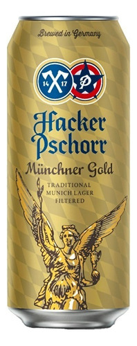 Cerveza Hacker Pschorr Müncher Gold Lata 500 Ml