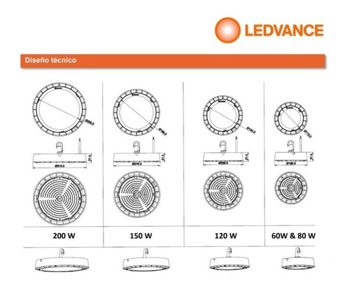 Imagen 4 de 10 de Colgante Industrial Highbay Led Alta Potencia 200w Ledvance