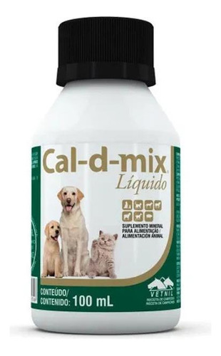 Cal-d-mix Pet Cálcio Oral Para Cães E Gatos Liquido 100ml