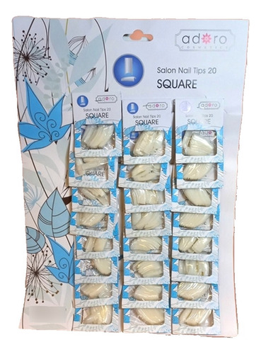 Pack 24 Set De 24 Uñas Postizas Tips Blancos Modelo Square