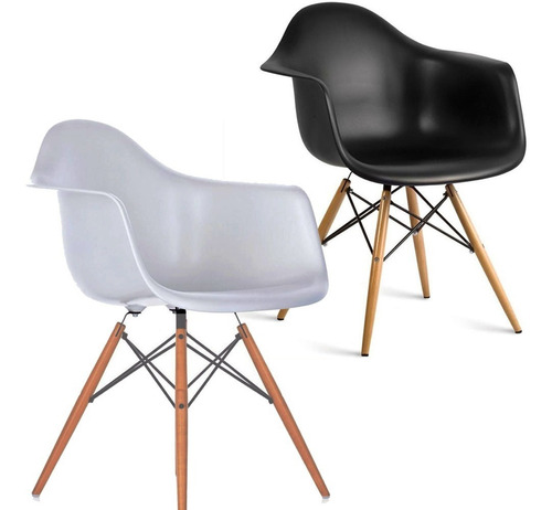 Cadeira Daw Eames Wood Sala Jantar Poltrona Com Braços 