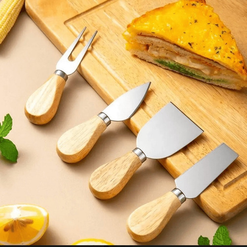 Conjunto P/ Cortar Queijo 4 Pçs Frios Utensilio Inoxidável