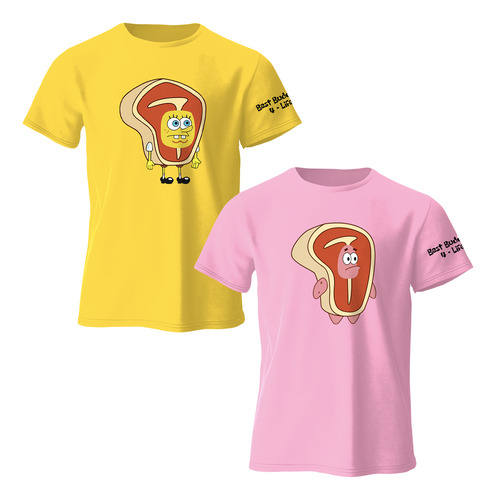 Duo Playeras Parejas Mejores Amigos Bob Y Patricio Bistec Bf