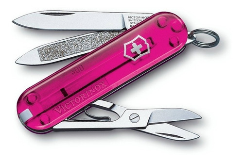 Imagen 3 de 3 de Navaja Clasica Rosa Transparente Victorinox (0.6203.t5)