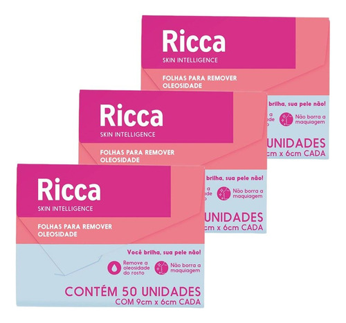 Kit 8 Lenços Removedor Oleosidade Limpador Ricca 50un 9x6cm