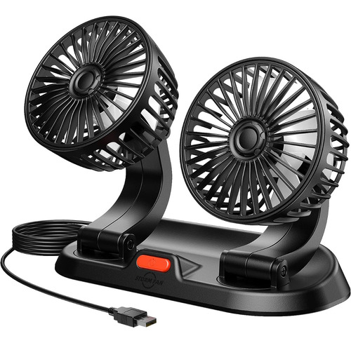 Ventilador Doble Portátil Usb Para Vehículo 12v Gira 360º